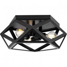  P350244-31M - Saucedo Collection Three-Light Matte Black Modern 14.6" Flush Mount