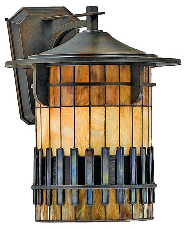 One Light Bergamo Tiffany Autumn Ridge Glass Wall Lantern