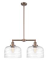  209-AC-G713-L - Bell - 2 Light - 21 inch - Antique Copper - Stem Hung - Island Light