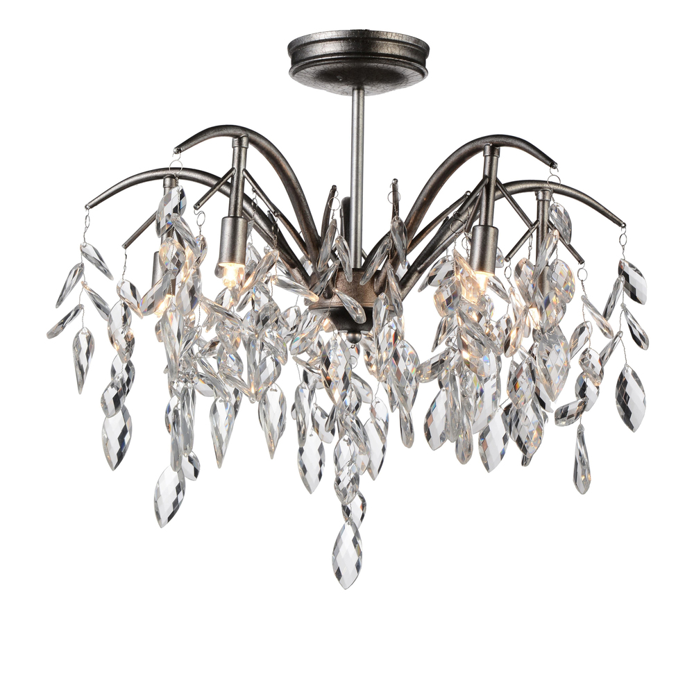 Napan 5 Light  Flush Mount With Silver Mist Finish