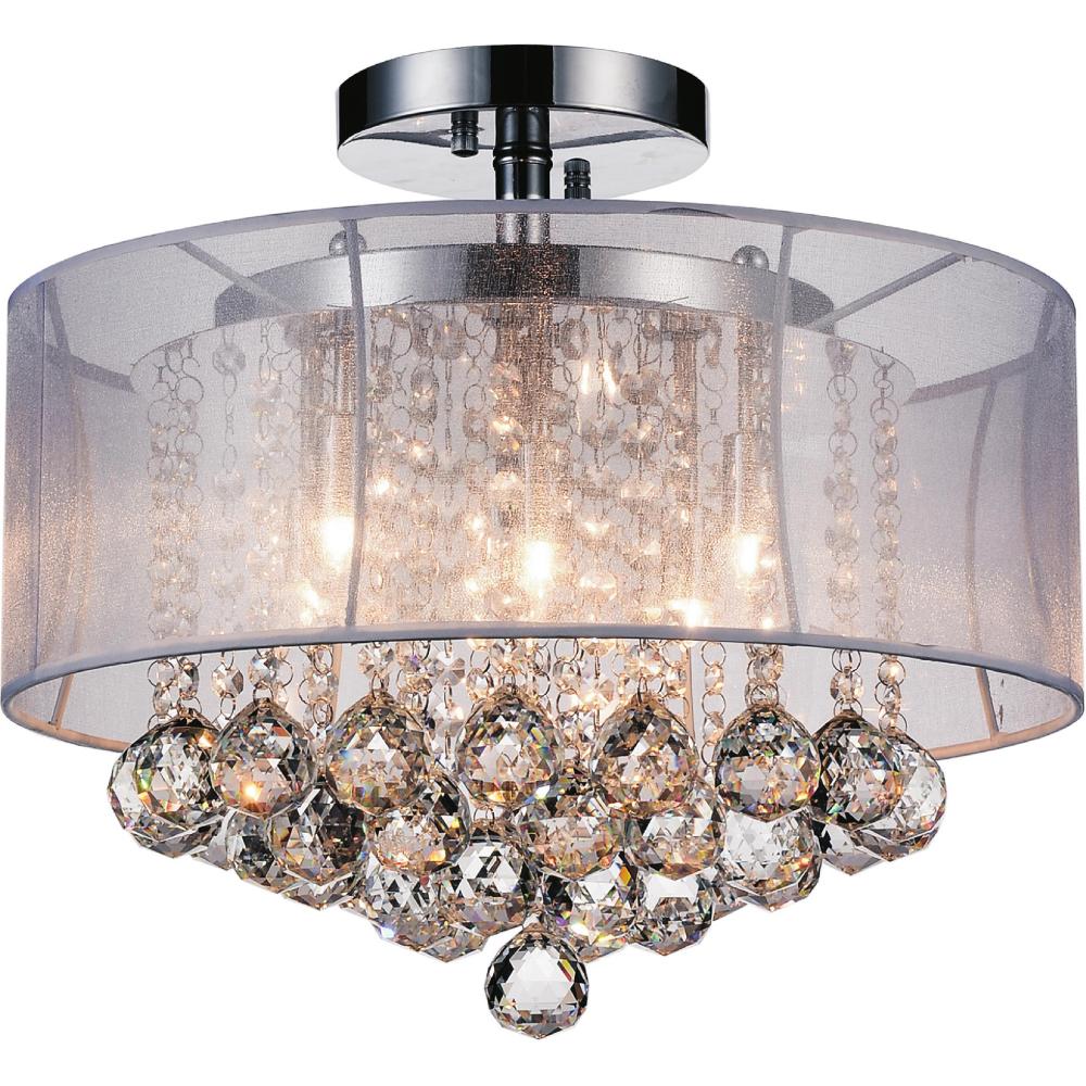 Radiant 6 Light Drum Shade Flush Mount With Chrome Finish