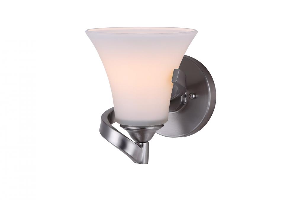 Rue, IVL587A01BN, 1 Lt Vanity, Flat Opal Glass, 60W Type A, Easy Connect Included