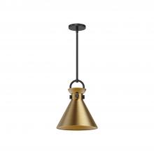  PD412011MBAG - Emerson 11-in Matte Black/Aged Gold 1 Light Pendant