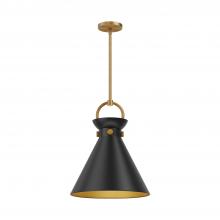  PD412014AGMB - Emerson 14-in Aged Gold/Matte Black 1 Light Pendant