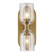 Alora Lighting WV338902VBCC - Lucian 11-in Clear Crystal/Vintage Brass 2 Lights Wall/Vanity
