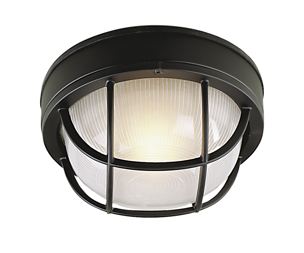 Round Bulkhead 1 Light Small Flush/Wall Mount in Textured Black